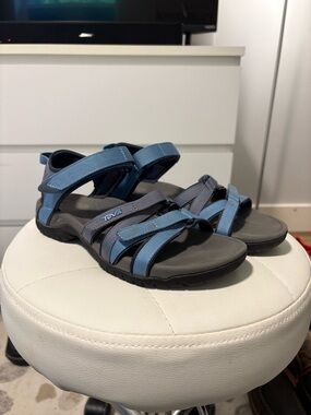 Teva Women's Light Blue and Gray Outdoor Strap Sandals